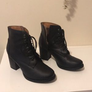 Black Chunky Heel Ankle Boots